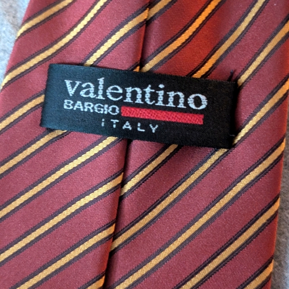 Valentino Bargio Men's Striped Tie - Red and Gold